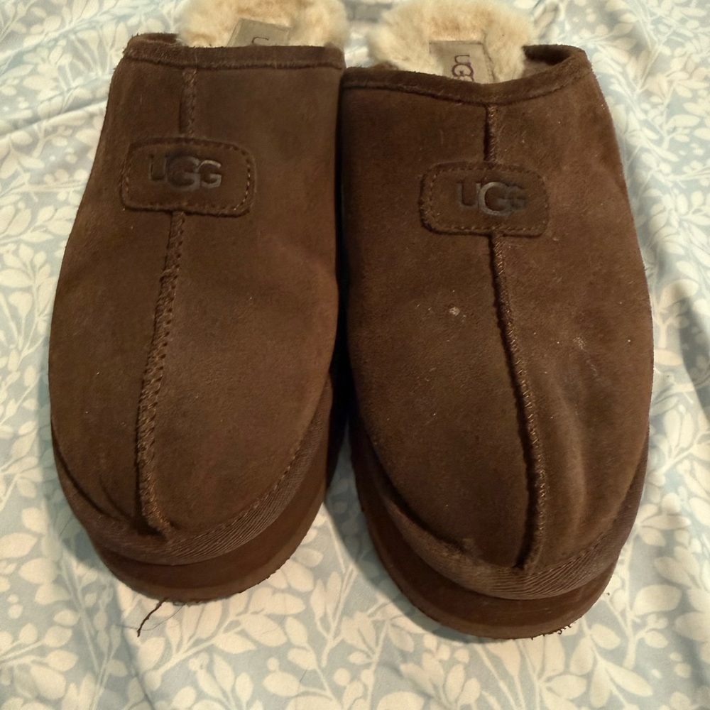 UGG Brown Suede Platform Mule Slippers - Picture 5 of 8